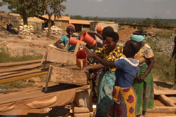 GEWOMA members at their mineral processing centre at Mgusu.